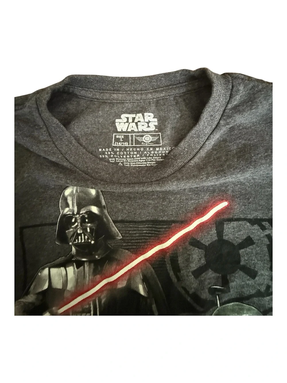“Like New”~Star Wars Gray Kids' Darth Vader Lightsaber Tee (size L-14/16)